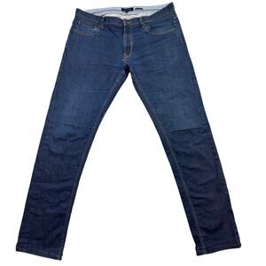 Massimo Dutti Dark Wash Jeans 36 X 32 Skinny/Straight Fit Zip Fly Closure